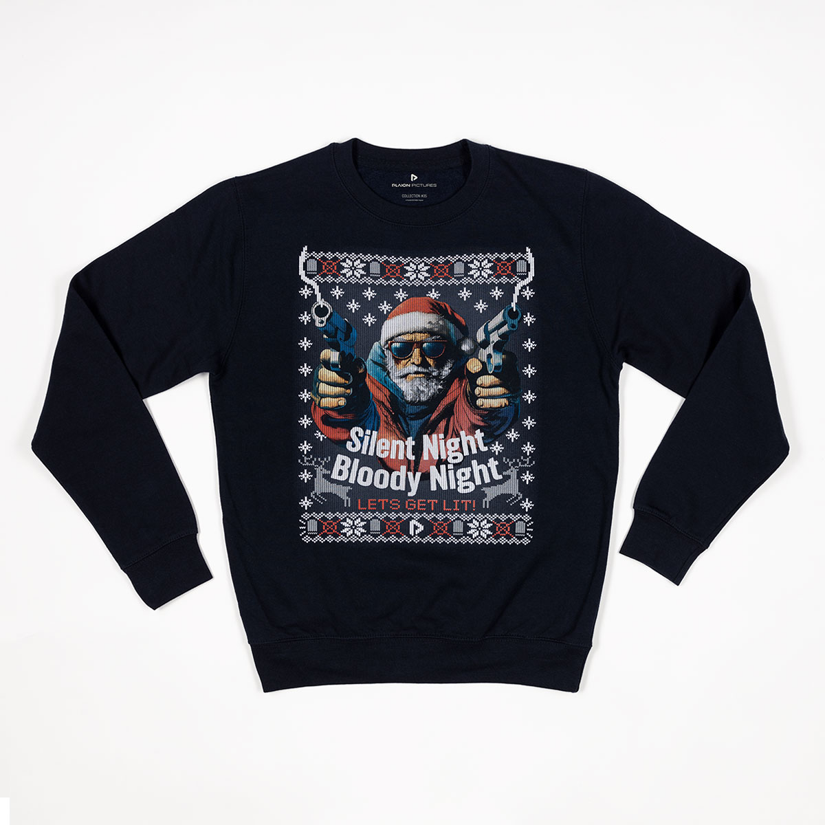 Badass Santa Sweater Unisex Navy Blue Langarm, Ärmel, T-shirt, Pullover, Sweatshirt