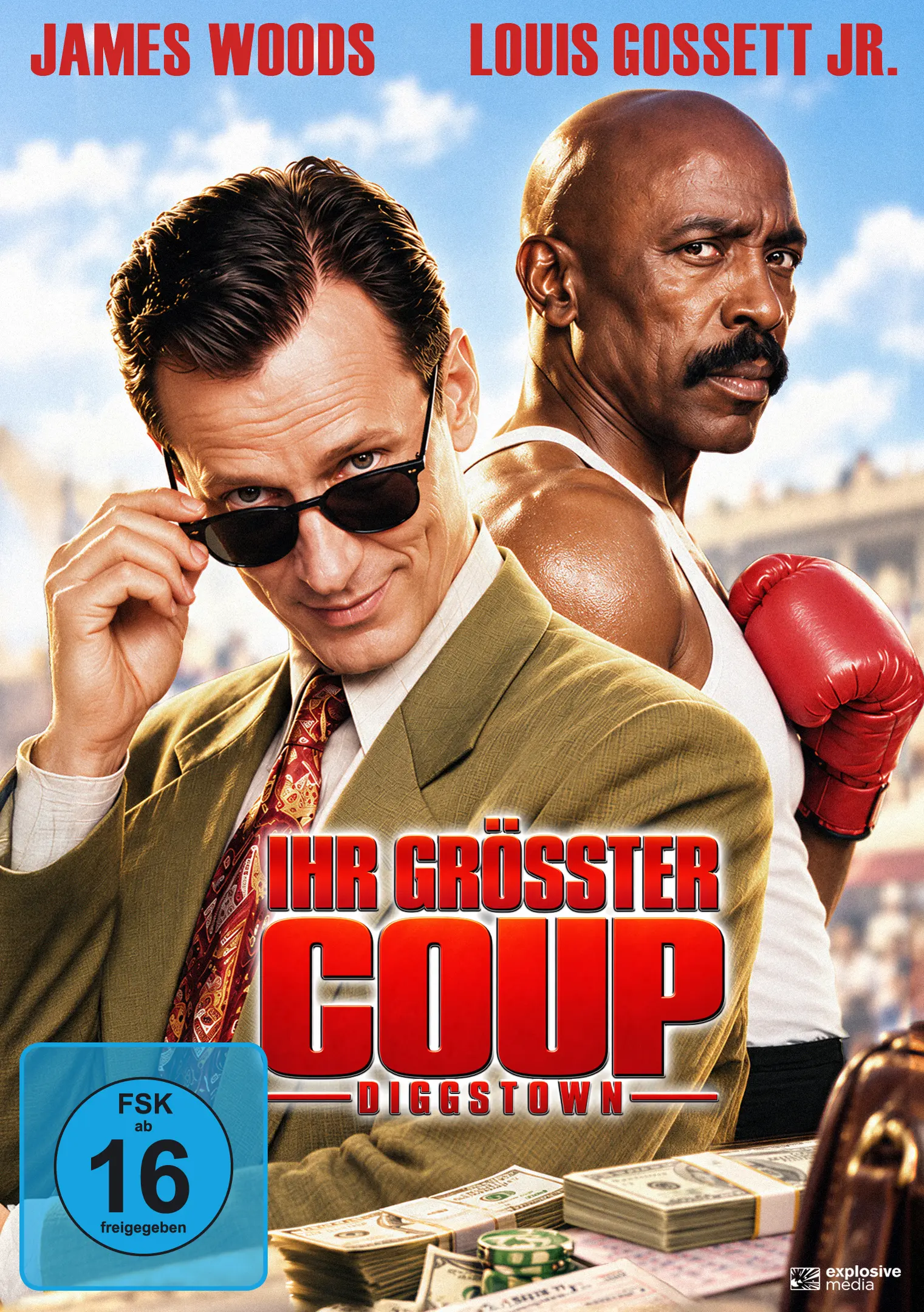 Filmkomödie-Poster, Actionkomödie, DVD-Cover, Zwei Schauspieler, Boxhandschuhe