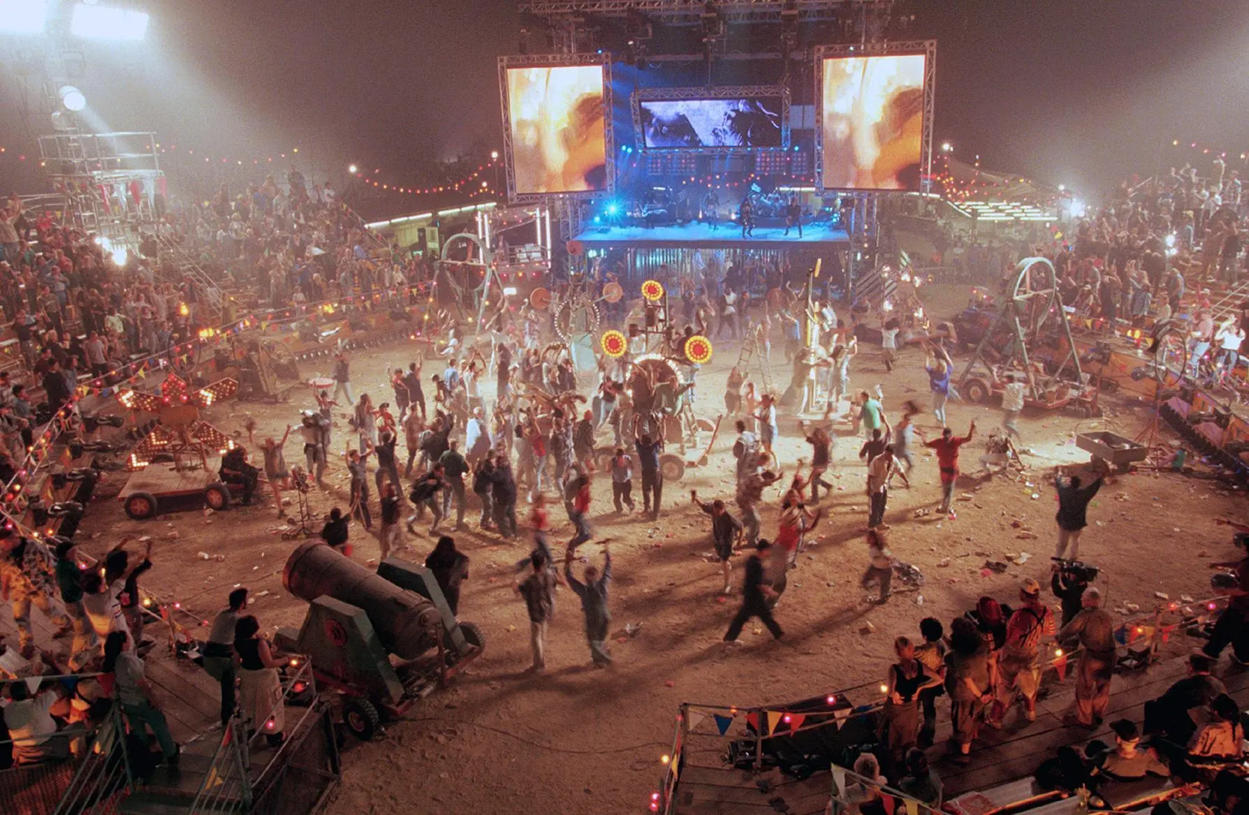 musikfestival, Open-air Konzert, Bühnenlicht, Menschenmenge, Erde Boden