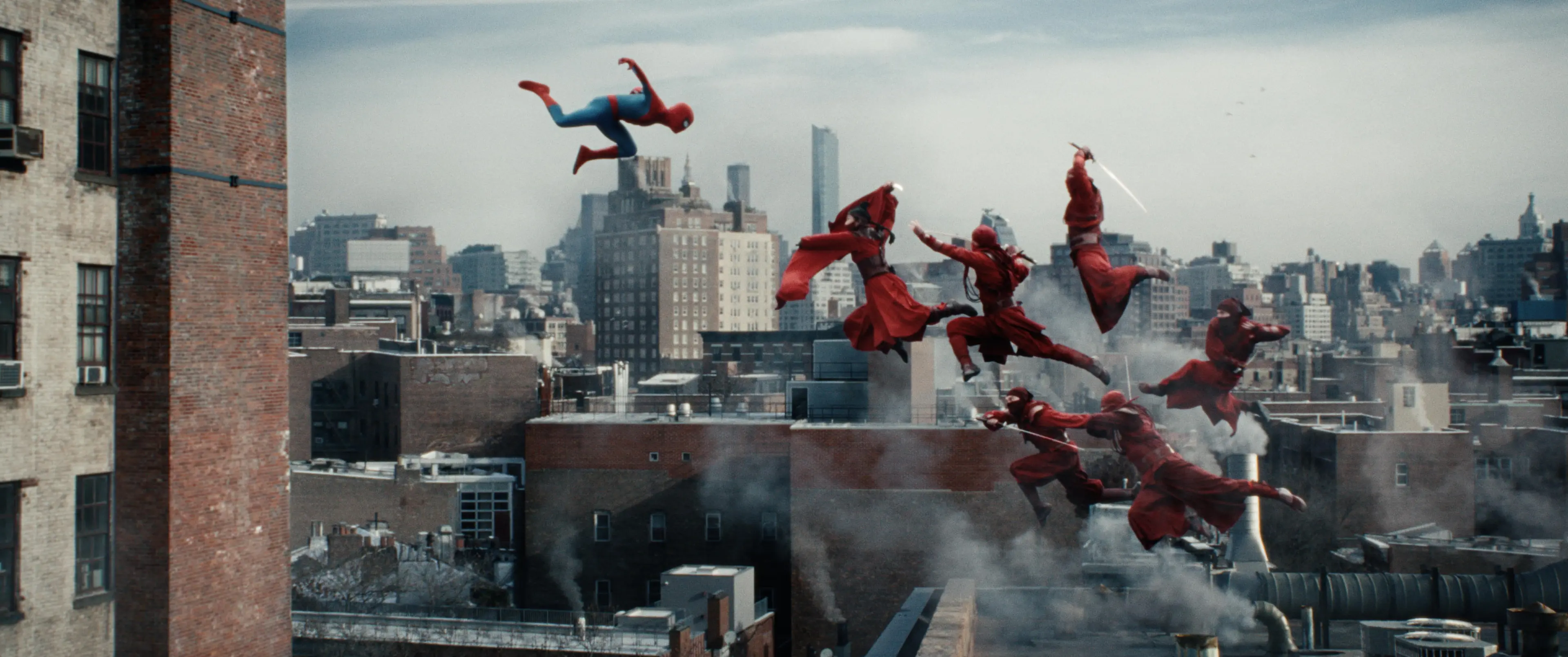 Spider-Man, Superheld, Fliegend, Stadtblick, Roter Anzug