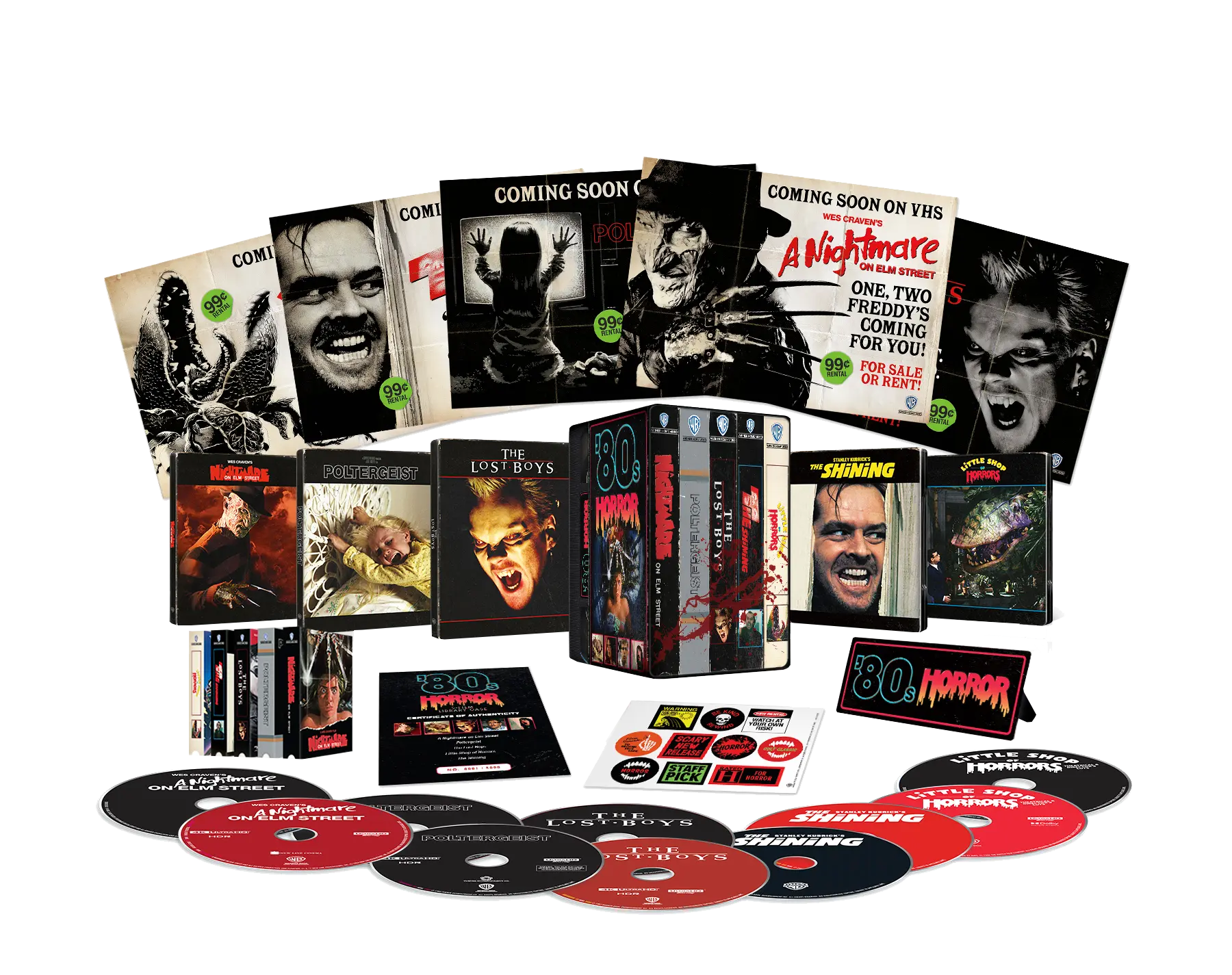 Horror-DVDs, Filmbibliothek, 80er-Horror, Box-Set, DVD Scheiben