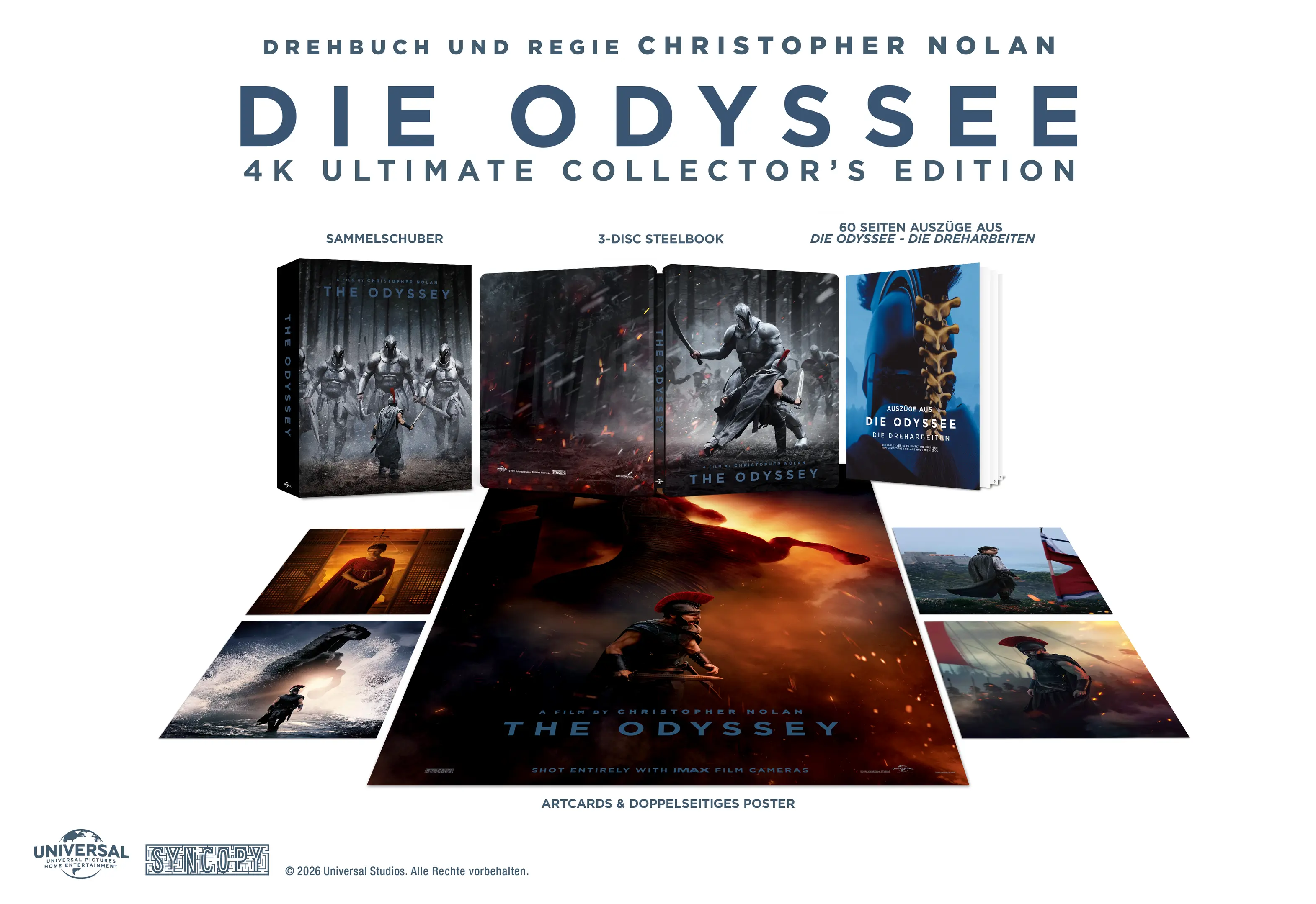 4K-Blu-ray-Set, Sammleredition, 3-Disc-Steelbook, Artcards, Doppelseitiges Poster