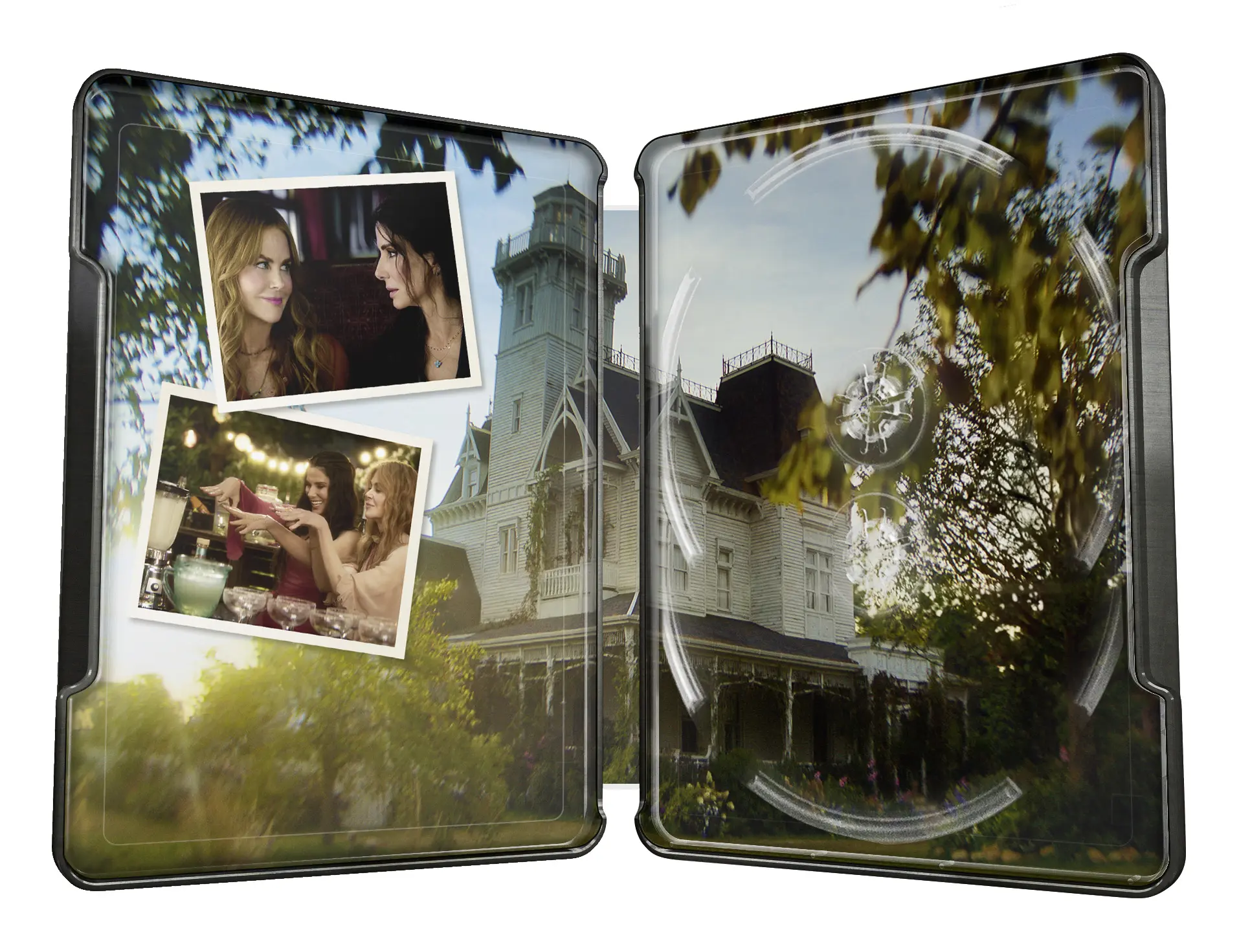 gefaltetes Tablet, Fotocollage, Porträtfotos, Historic mansion, Glaswaren-Szene