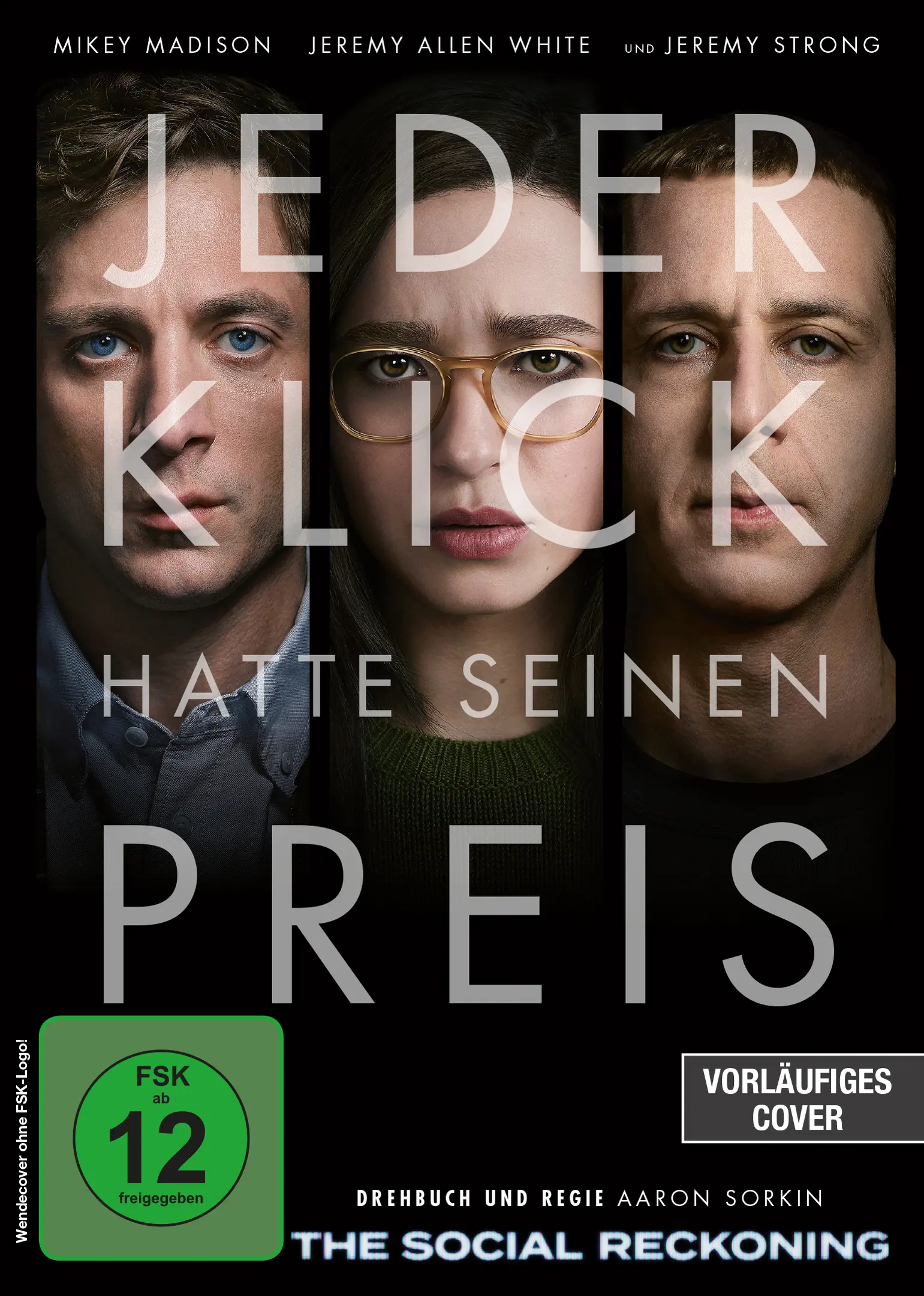 Filmplakat, drei Gesichter, deutsches Plakat,  Coverart, Altersfreigabe Etikett