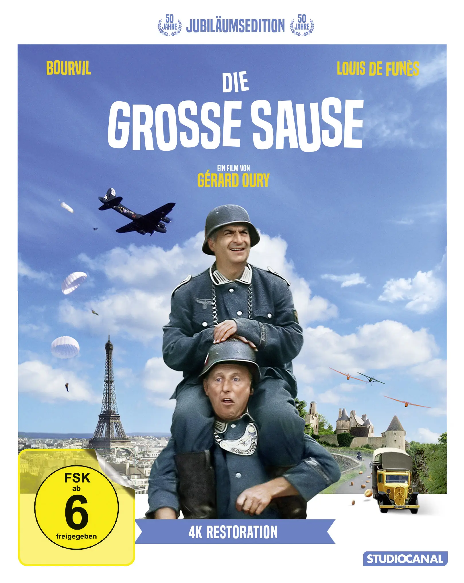 4K-Filmplakat, Filmkomödie, blaue Uniform, Zweiter Weltkrieg, französischer Film