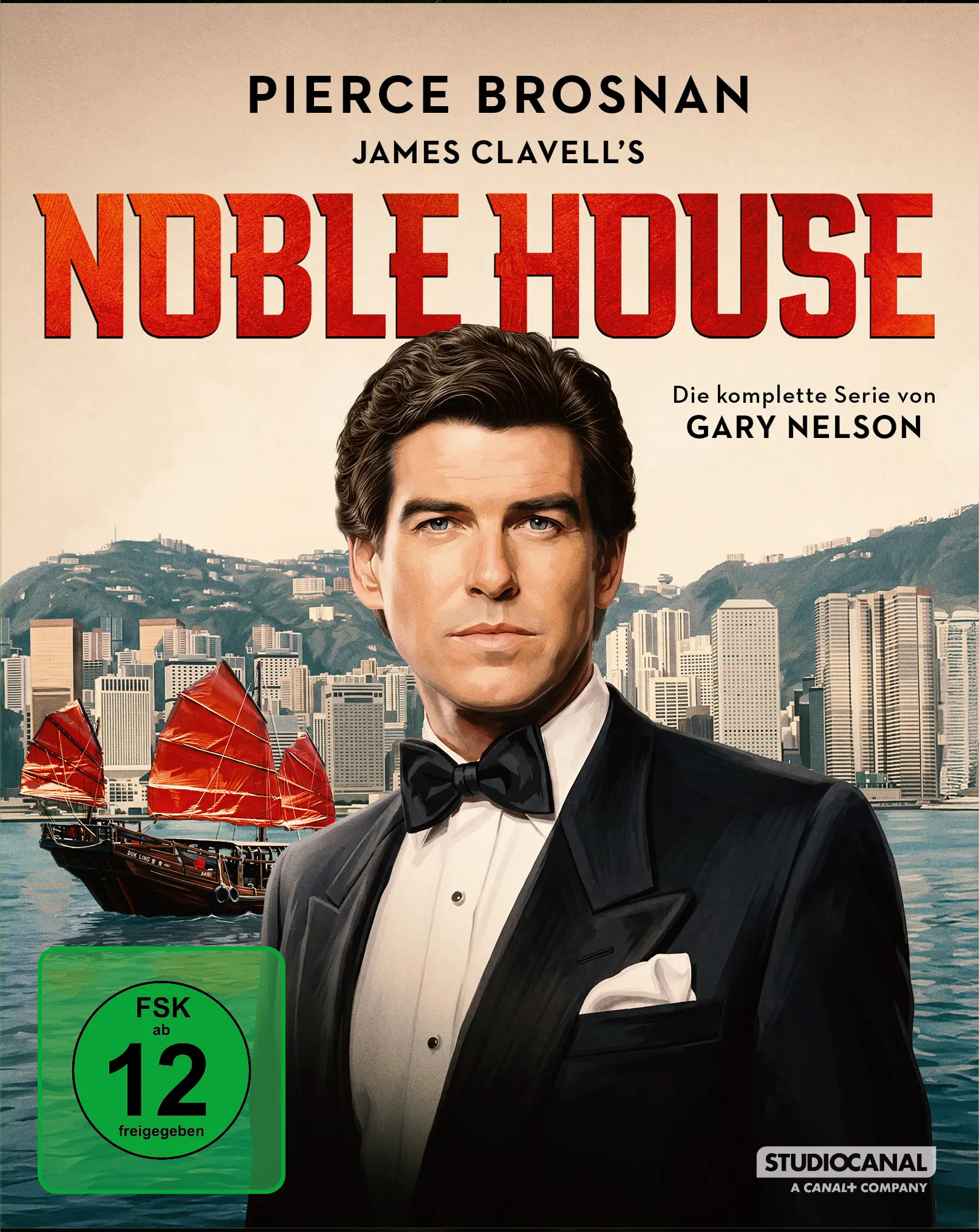 TV-Serienplakat, Noble House, Pierce Brosnan, Hongkong, Illustration