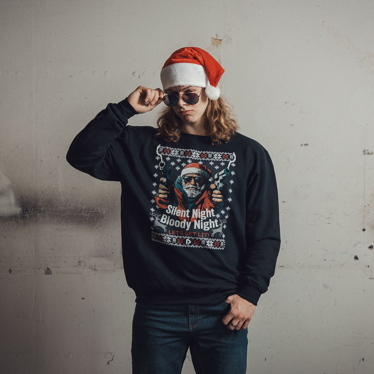 Badass Santa Sweater Unisex Navy Blue Badass Santa Sweater Unisex Navy Blue