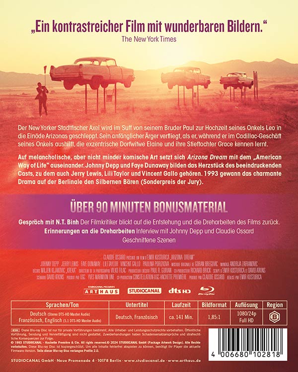 Arizona Dream (Blu-ray) Werbung, Plakat, Auto, Fahrzeug, Person