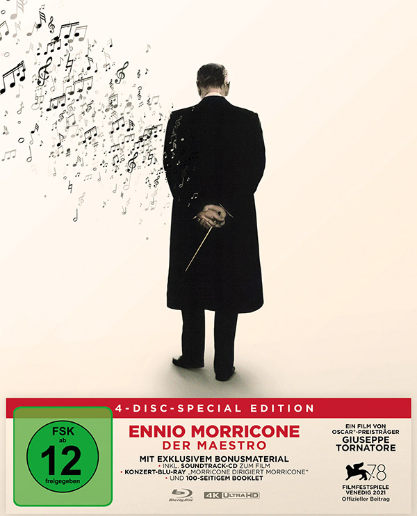 Ennio Morricone - Der Maestro (Special Edition, 4K-UHD, 2 Blu-rays, CD) Cover Ennio Morricone - Der Maestro (Special Edition, 4K-UHD, 2 Blu-rays, CD) Cover