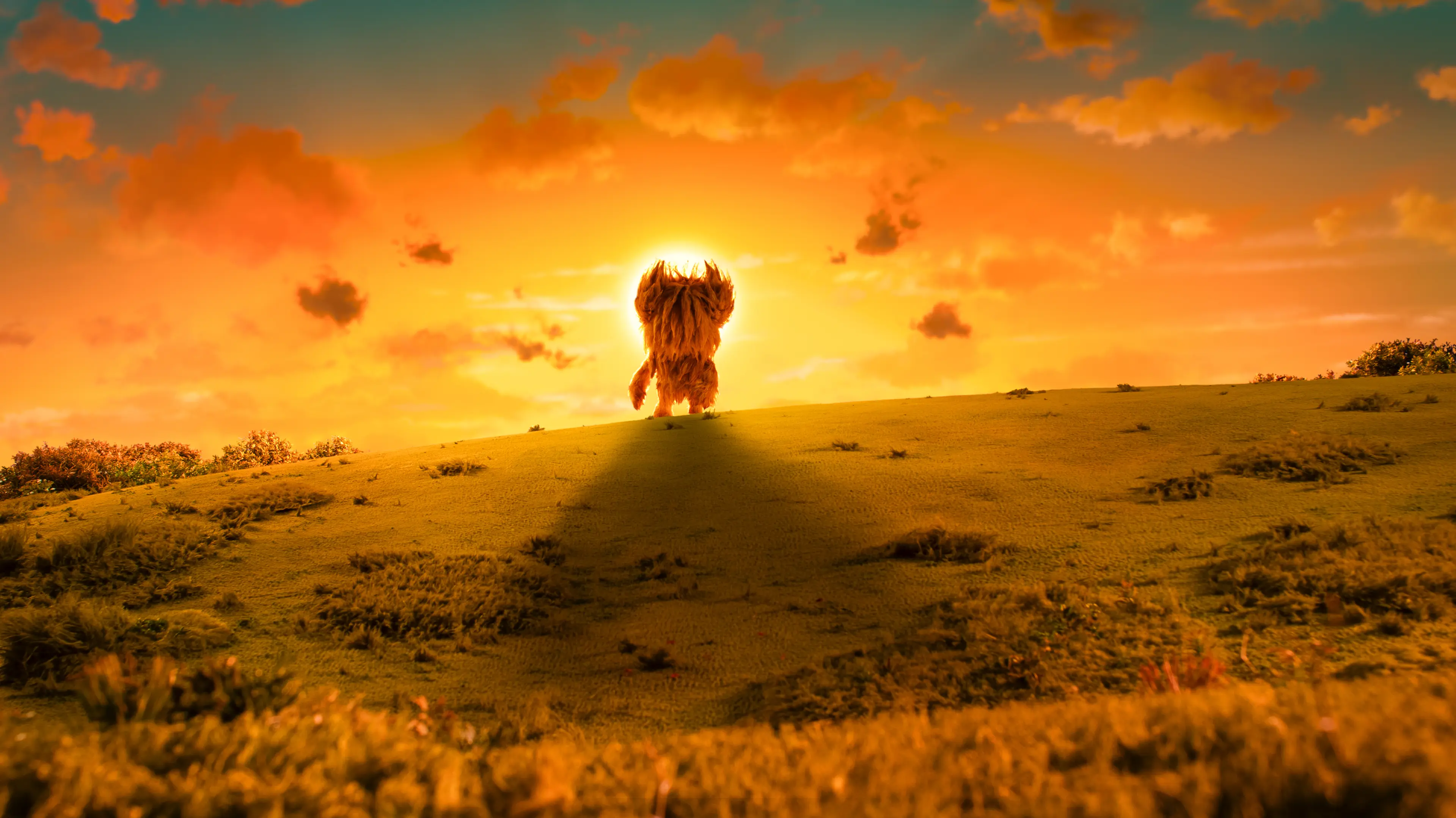 Hund, Humanoid, Sonnenuntergang, Wüste, Hügel