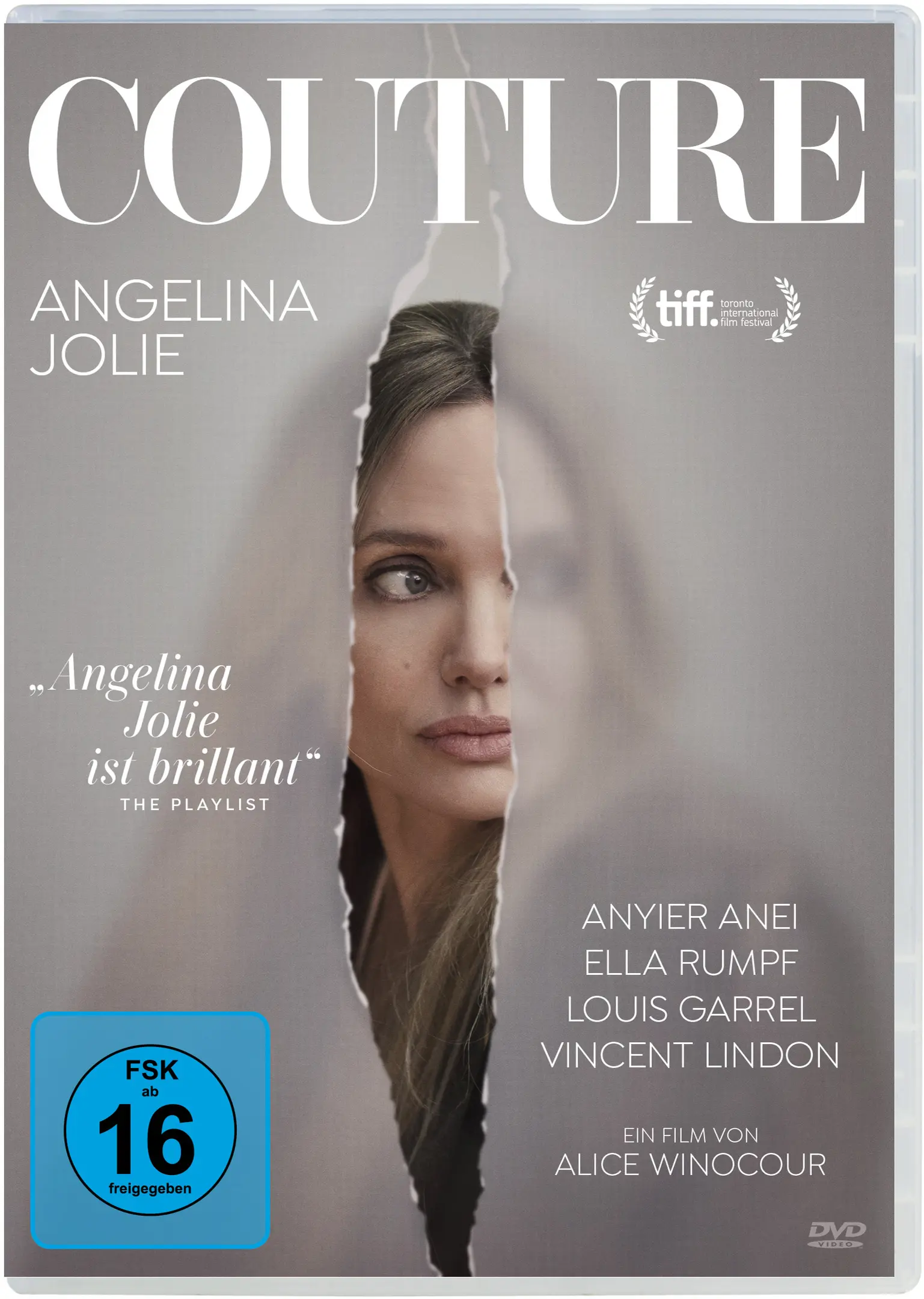 DVD-Cover, Angelina Jolie, reißendes papier, grauer hintergrund, Filmposter