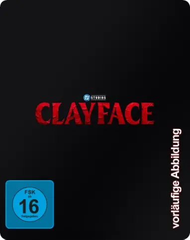 Filmcover, Clayface, schwarzer Hintergrund, roter Titel, FSK 16