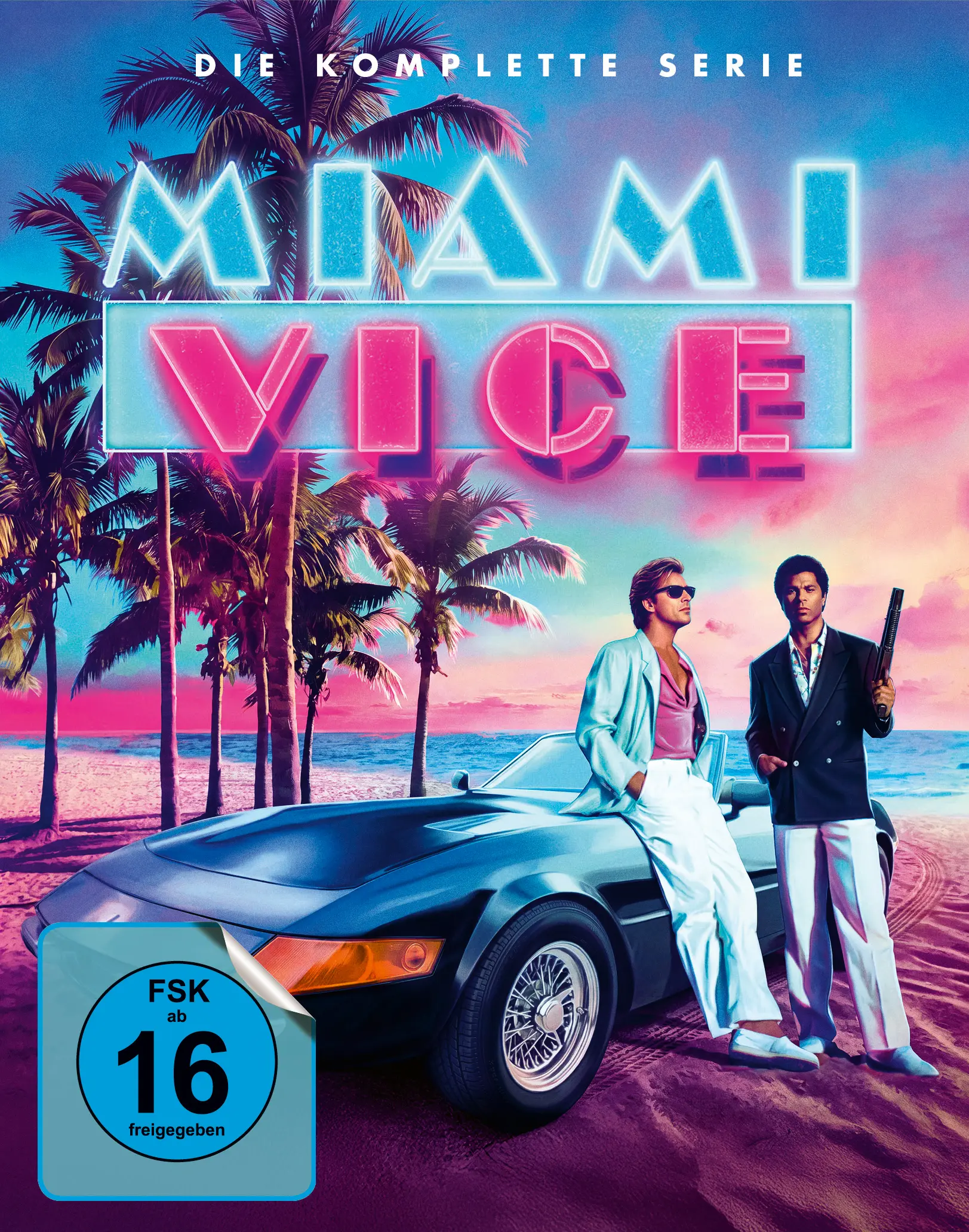 Miami Vice, Fernsehserie, DVD-Boxset, Neon-Covermotiv, Palmen