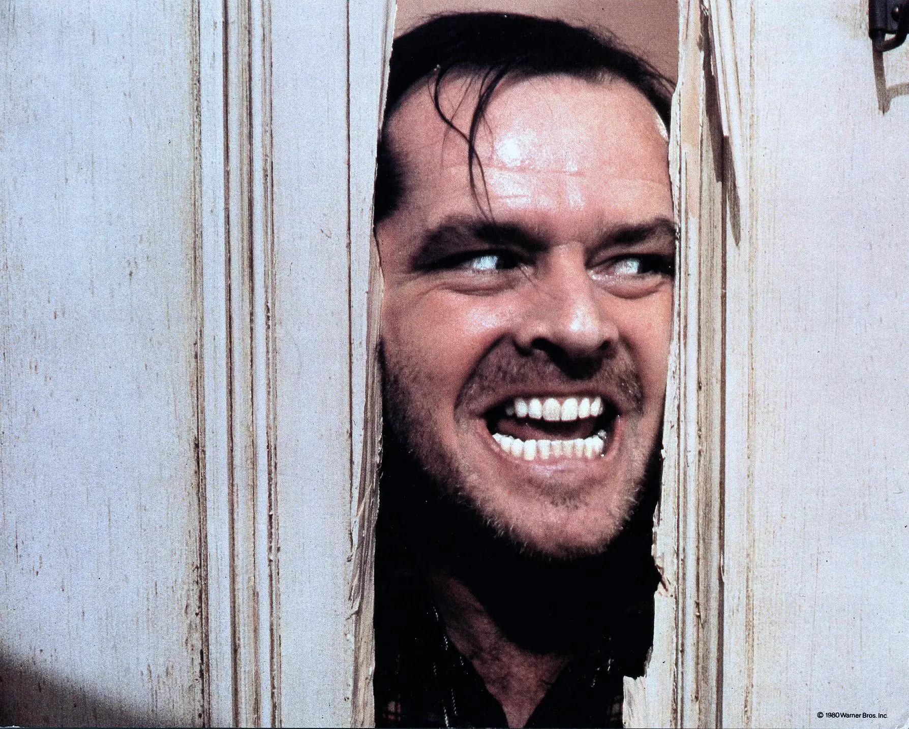 Mann, Gesicht, Lächeln, Zähne, Türöffnung, Türrahmen, Horror, Porträt